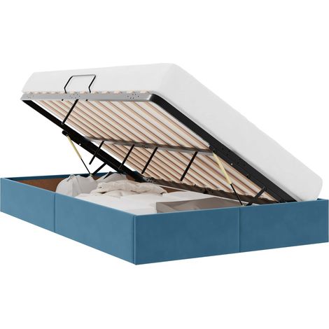 Maison Exclusive - Letto ottomano con archiviazione Blu Scuro 120 x 200 cm Velluto