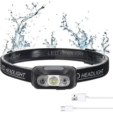 Lampe frontale LED USB rechargeable 500 LM 3 modes dclairage tanche IPX1 avec dtecteur de mouvement YYV (1/4)