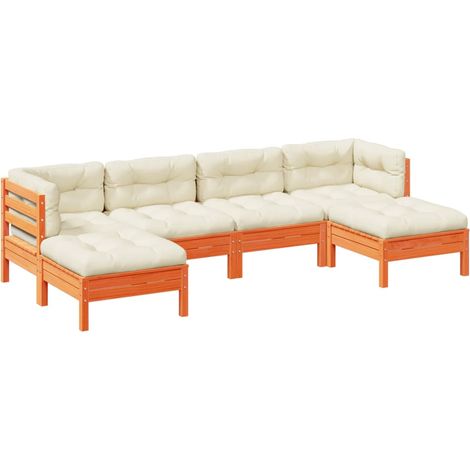 Maison Exclusive - Set de sofás jardín 6 pzas con cojines madera (1/5)