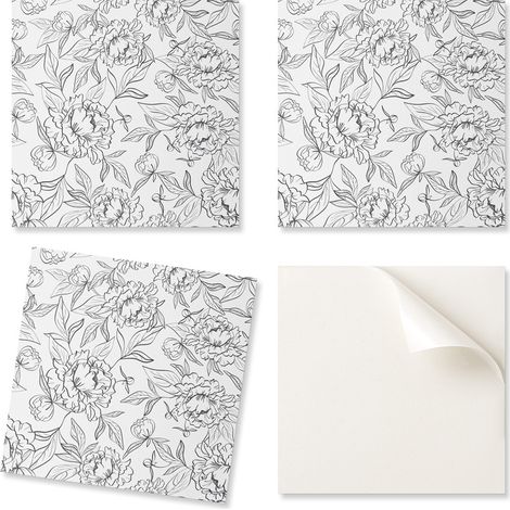 Baldosas de vinilo autoadhesivas con estampado floral de hojas, 9x30x30 cm.