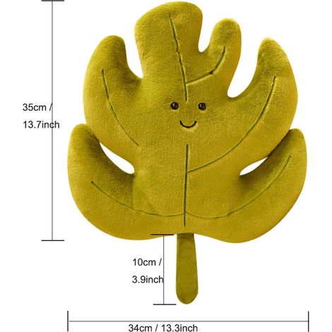 Coussin en peluche douce à motif de feuille verte, garni de peluches d'animaux, décoration intérieure idéale pour les couples, les anniversaires et les fêtes, 40 cm (1/5)