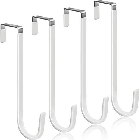 Ganci appendiabiti da porta: superficie in gomma morbida e antigraffio, 4 pezzi, bianco (metallo)