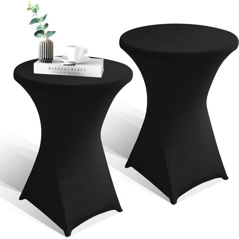 Lot de 2 housses de table haute : 80 x 110 cm, extensibles, pour tables hautes, avec renfort au niveau des pieds, housses de table élastiques pour bar, mariage, fête d'anniversaire (1/5)