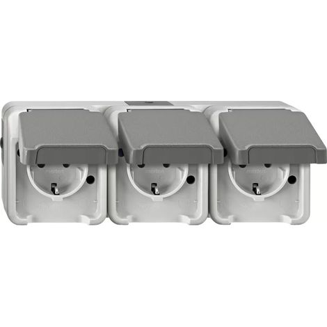 Merten SCHUKO-Dreifach-Steckdose lichtgrau MEG2390-8029 (1/2)