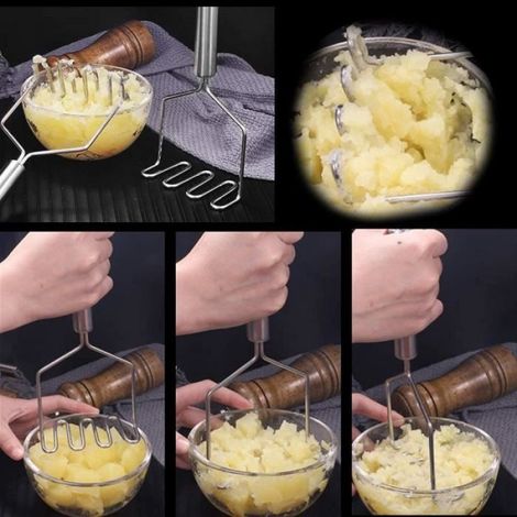 Presse Purée,presse-purée manuel en acier inoxydable,Broyeur de Fruits et Légumes,pour la purée de pommes de terre,légumes (1/4)
