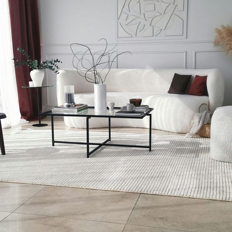 Table basse verre & métal noir - design minimaliste TULUM (1/5)