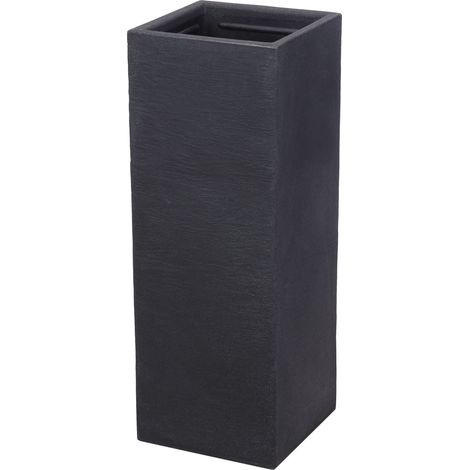 Spetebo – Jardinière cubique XXL 80 cm – Plastique anthracite aspect pierre – Résistante aux intempéries – Pour intérieur et extérieur