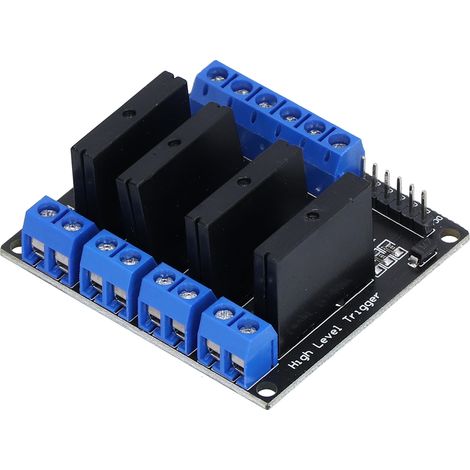 Module Relais Statique 4 Canaux Déclenchement Haut Niveau SSR Commande DC vers AC avec Fusible 3-24V HY-M283 (1/5)