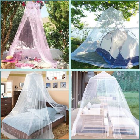 Moustiquaire de Lit, Ciel De Lit Fille Adulte Tulle, Universelle Moustiquaire lit Double Tulle Tissu moustiquaire Voyage exterieure (1/5)