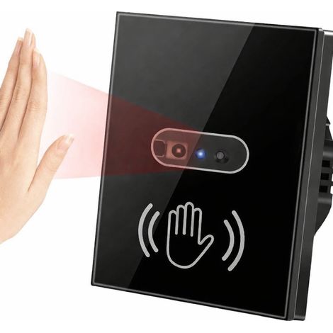 Berührungsloser Glas-Lichtschalter mit Näherungssensor und Infrarot-Infrarotfunktion, schwarz (1/5)