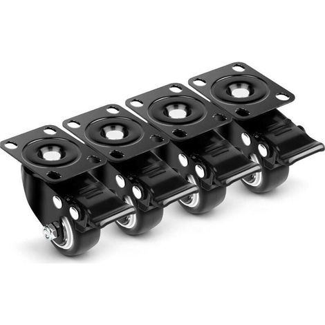Set di 4 ruote per mobili resistenti da 40 mm con 4 freni e viti per mobili, trasporto, tavoli e armadietti (1/4)