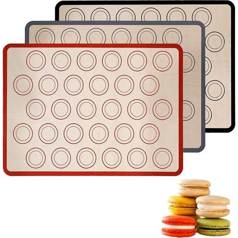 Tapis Cuisson Macaron Cuisson Rectangulaire en Silicone Tapis Cuissons Antidérapant Sans Cuissons Antiadhésif Tapiss Cuisson Réutilisable 42 x 29,5cm Pain, Biscuits
