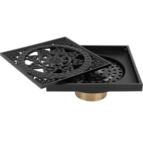 Siphon de sol noir 1010cm anti-insectes et anti-odeurs, siphon de sol tout cuivre, siphon de sol invisible pour salles de bains d'hôtel. (1/5)