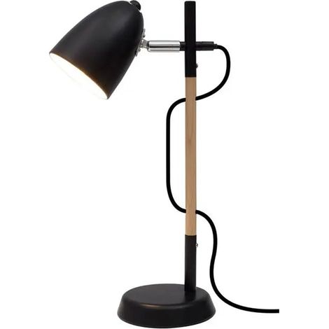 [NEUWERTIG] B-Ware Nova Luce Tischleuchte Lampe Alina Holz Schwarz Schreibtischleuchte E27 Led 42cm