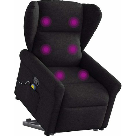 Massagesessel mit Aufstehhilfe Schwarz Stoff