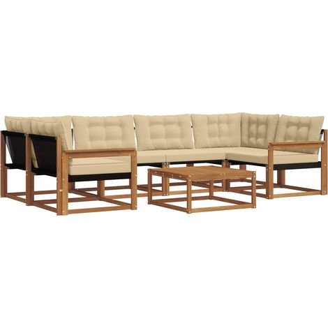 Ensemble de canapés d'extérieur 7 pcs Salon de jardin Naturel et Beige (1/5)