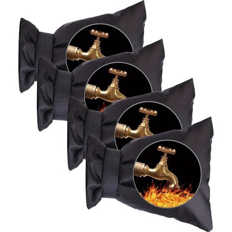 Protection extérieure pour robinet, lot de 4, protection antigel, étanche, pour robinet de jardin, 20 cm x 15 cm (noir) (1/5)