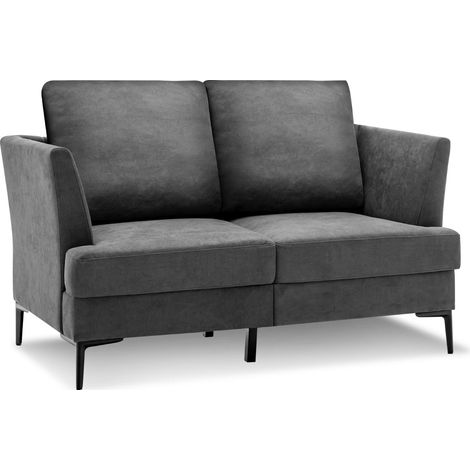 Divano dritto 2 posti 141 x 80 x 72 cm con 2 cuscini sfoderabili moderno e confortevole in tessuto di lino grigio 200020610
