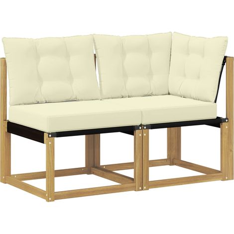 Maison Exclusive - Outdoor Mittel- und Ecksofa mit Kissen 2 Stück