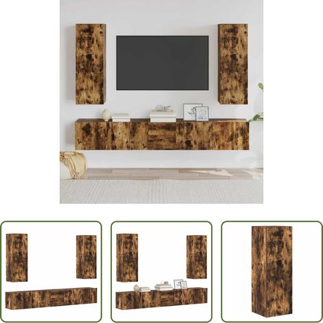 TV-Schrank Set - 5-tlg. TV-Schrank-Set Räuchereiche Holzwerkstoff (1/5)