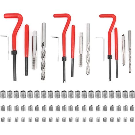 Kit de réparation de filetage M5-M6-M8 - 75 inserts hélicoïdaux pour la réparation de filetages métalliques et plastiques