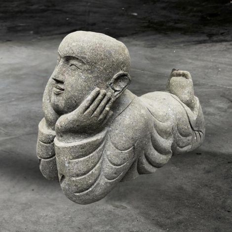 Statue de jardin moine shaolin en pierre naturelle 1 m (1/4)
