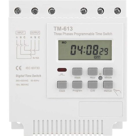1 Interrupteur minuterie programmable,380V 16A triphasé,17 paramètres hebdomadaires,moteur pompe eau,gestion automatique