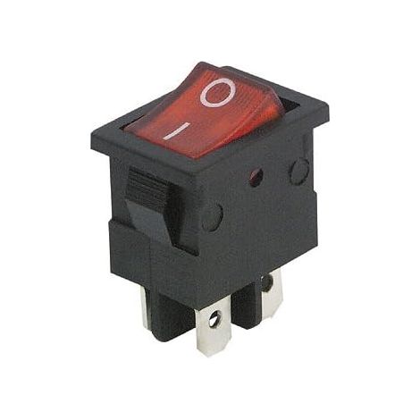 Mini-Wippschalter – 1 Stück – Schwarzer Kunststoff – 4-polig mit roter Kontrollleuchte – Für Schalttafeln oder Maschinen – 21 x 15 x 28 mm (1/3)