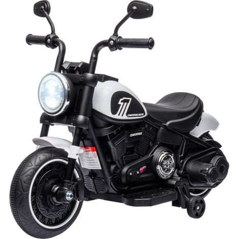 Moto électrique enfant 6V 3km/h LED lumineuse 2 roues 18-36 mois blanc