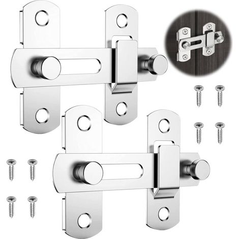 Lot de 2 Loquets de Porte en Acier Inoxydable - Verrou Exterieur et Interieur pour Porte Grange Coulissante (1/5)