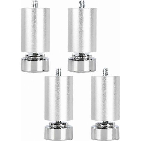 Pieds métalliques robustes réglables à filetage M10, compatibles avec les meubles, les lits, les tables et les armoires (lot de 4, argenté, 15 cm) (1/5)