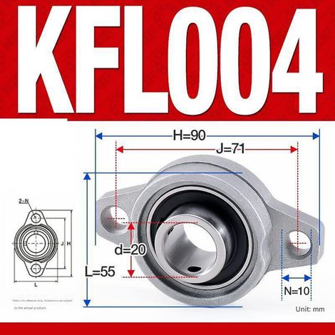 Satz mit 4 KFL004 Zinklegierungs-Stehlagern – 20 mm Durchmesser, diamantgelagerte Lager für Wellen und mechanische Getriebe, Silber