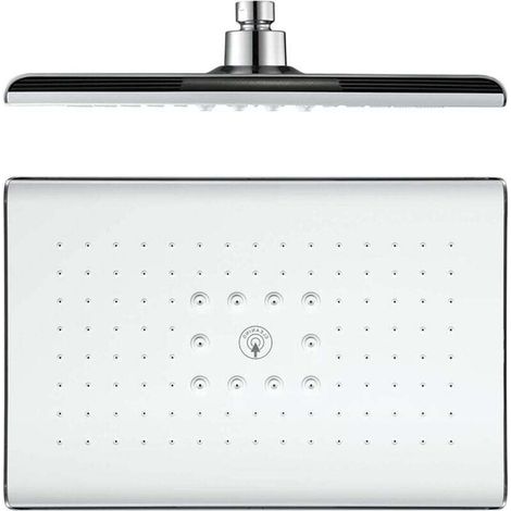 Tête de Douche, Rectangle Pommeau Douche Fixes ABS Tête de Douche Pluie Economie d'eau Haute Pression Pomme de Douche Pluie, G1/2" Connexion,Blanc