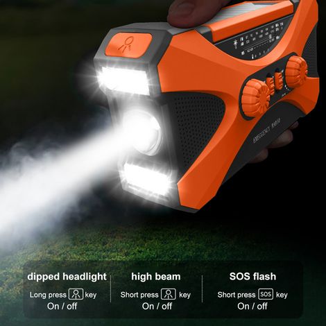 Wiederaufladbares Solar-Kurbelradio, Notfallradio mit AM/FM-Radio, tragbare Taschenlampe und multifunktionale Powerbank für den Einsatz zu Hause und im Freien. (1/5)