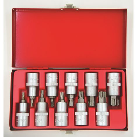 DRAKKAR - Douilles tournevis 1/2" avec embout 55mm Torx® de T20 à T70 - coffret métallique de 10 pcs - 10774