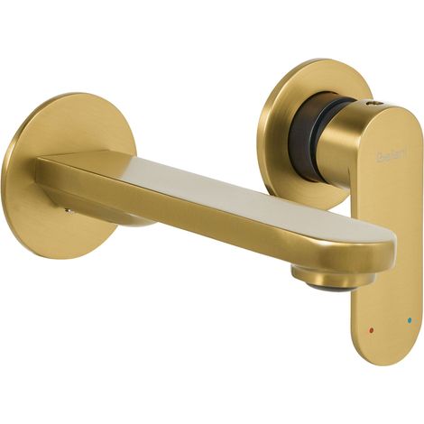 Wall Mounted Basin Mixer Tap GUATAVIA Brass Gold