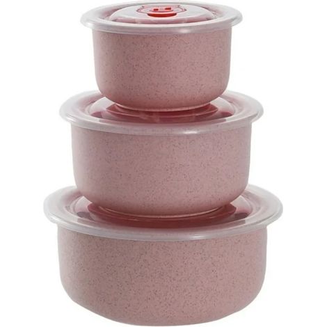 3 cuencos para mezclar con tapa, apilables, de plástico, aptos para microondas, con base antideslizante, para almacenar alimentos. (1/5)
