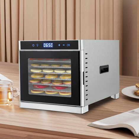 Dörrautomat Edelstahl Dehydrator Food Freeze Dryer 700 Watt Gefriertrockner Für Zuhause Dörrgerät, 8 Etagen Dörrautomaten mit Timer & Temperaturregler von 35-75℃, für Obst, Fleisch, Gemüse, Kräuter