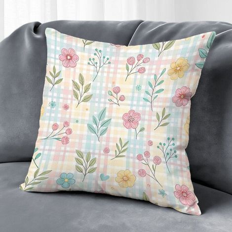 Housse de coussin fleurs printanières, décoration canapé,40×40cm (1/5)