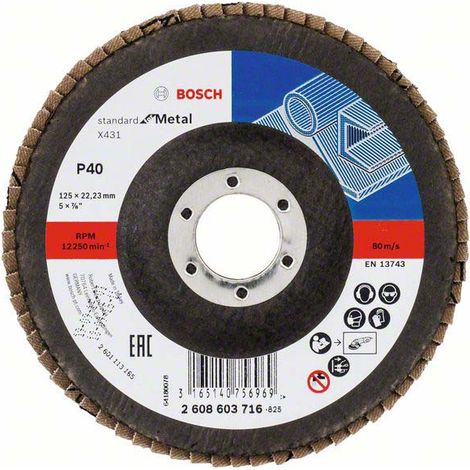 Bosch Fächerschleifscheibe X431 Standard for Metal gerade 125 mm 40 Glasgewebe - 2608603716 (1/5)