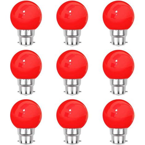 Lot de 9 ampoules LED Rouges B22 Incassables - Guirlandes guinguette - Culot baïonnette