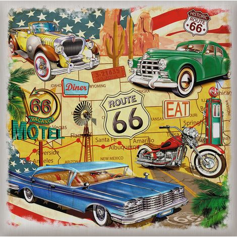 sticker mural voitures anciennes vintage jaune, vert et bleu  - Sanders & Sanders (1/3)