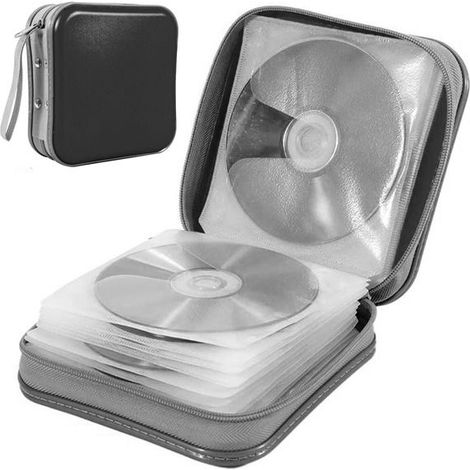 CD-Hülle für 40 CDs, DVD-Hülle aus Hartplastik, tragbare CD-Hülle mit Reißverschluss, große Aufbewahrungstasche