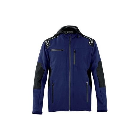 Veste de travail d'hiver softshell Sparco Seattle taille L bleu marine en polyester de'perlant 270 g/m avec capuche amovible Blu marine L