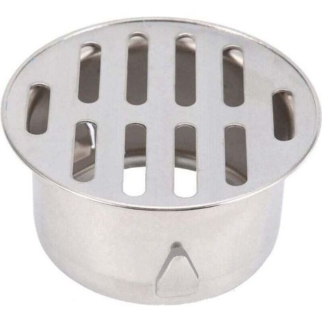 Sifón de suelo de acero inoxidable, tapa de rejilla redonda antidesbordamiento, coladores de desagüe para balcón, baño, cocina (75 boca plana) (1/4)