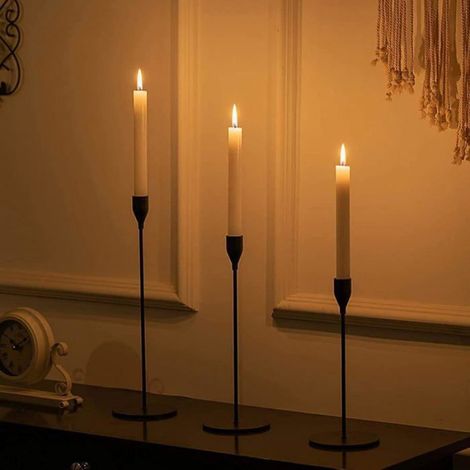 Ensemble de 6 chandeliers noirs mats, chandeliers décoratifs hauts et cylindriques, adaptés aux bougies de 19 mm (3/4 pouce). (1/4)