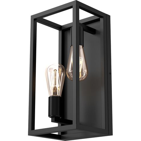 Applique murale indus double noir 2xE27 15W Luminex
