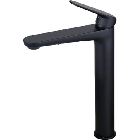 Robinet de salle de bain, robinet de lavabo haut noir, mitigeur en acier inoxydable avec cartouche en céramique (1/5)