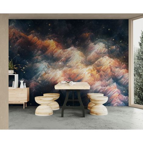 Papier peint paysage – Relief céleste abstrait et lumineux - 150 x 250 cm (1/2)