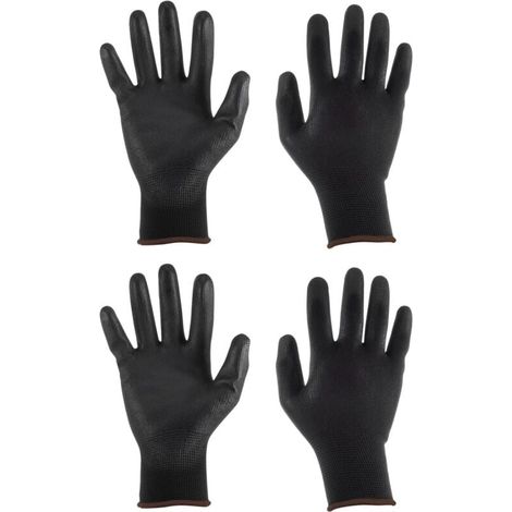 2 Paar 24 cm lange, gummibeschichtete, rutschfeste Arbeitshandschuhe aus Nylon für die Installation und Reparatur von Elektronik (Größe L), Schwarzbraun (1/4)